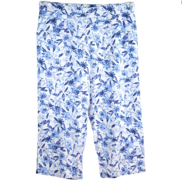 Christopher & Banks Capri Pant Size XL or XL Petite Blue Floral Pull On NWT - Picture 1 of 5